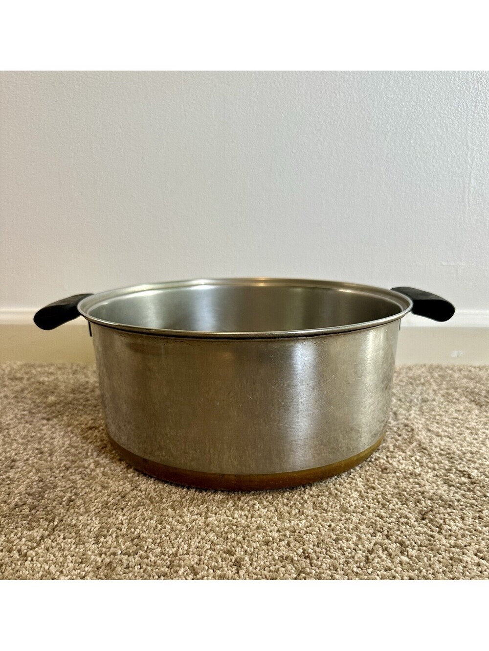 Vintage Revere Ware 10” X 5” Stock Pot Copper Bottom No Lid 6 Quart 6QT